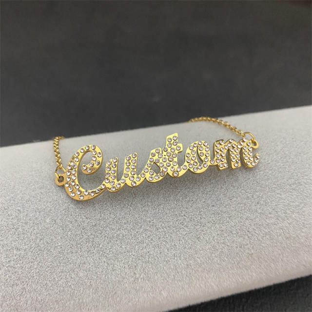 Delicate diamond name custom bracelet