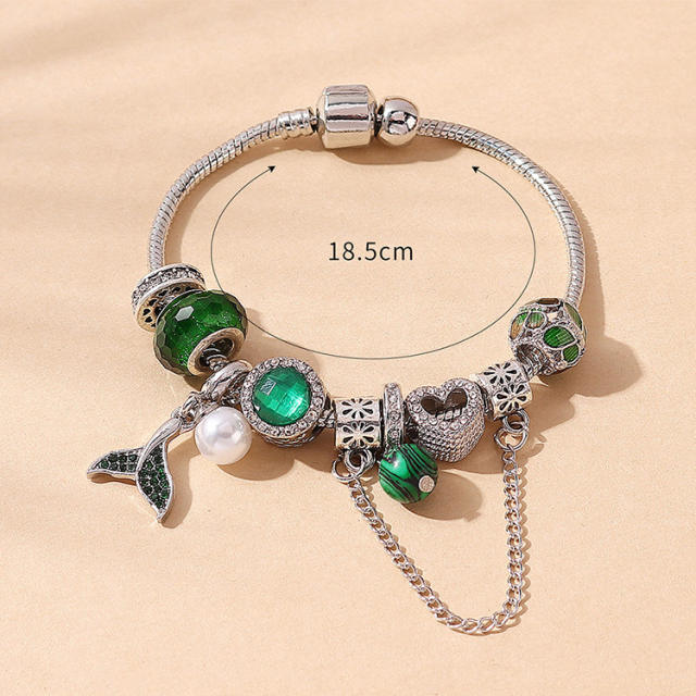 Green color series the tail charm diy bracelet for women