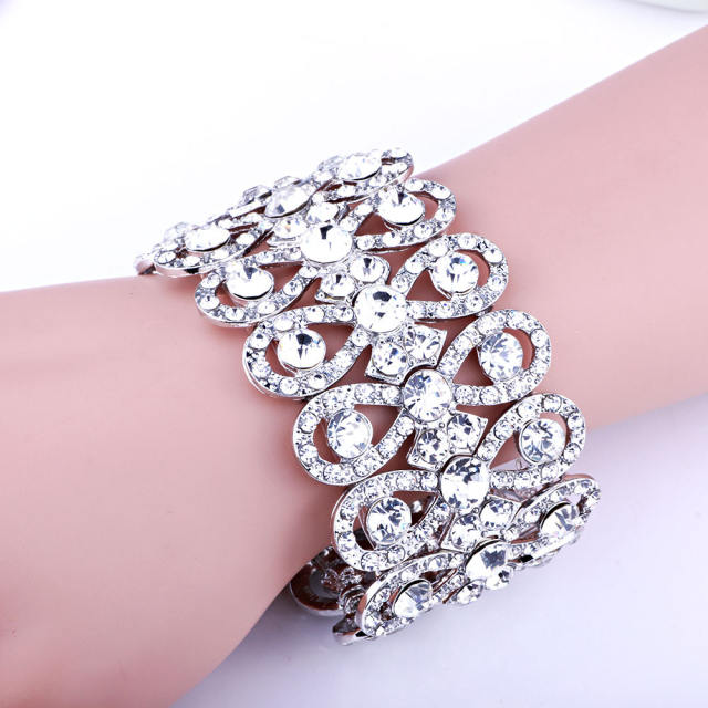 Luxury glass crystal statement diamond bracelet bangle