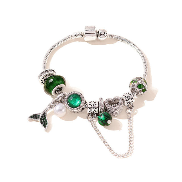 Green color series the tail charm diy bracelet for women