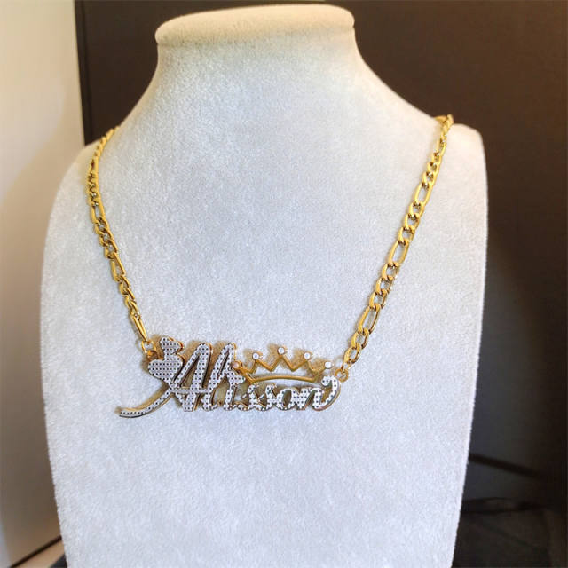 3D copper material name custom necklace hiphop