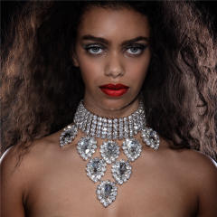 Luxury pave setting diamond choker necklace