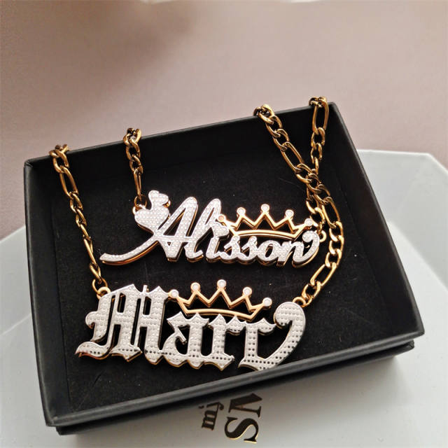 3D copper material name custom necklace hiphop