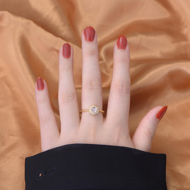 Geometric shape moonstone sterling silver rings