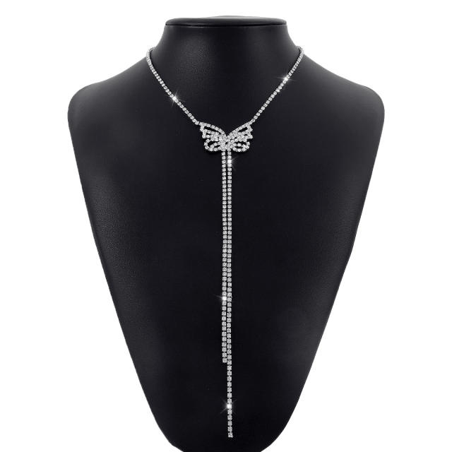 Elegant butterfly diamond necklace lariet necklace