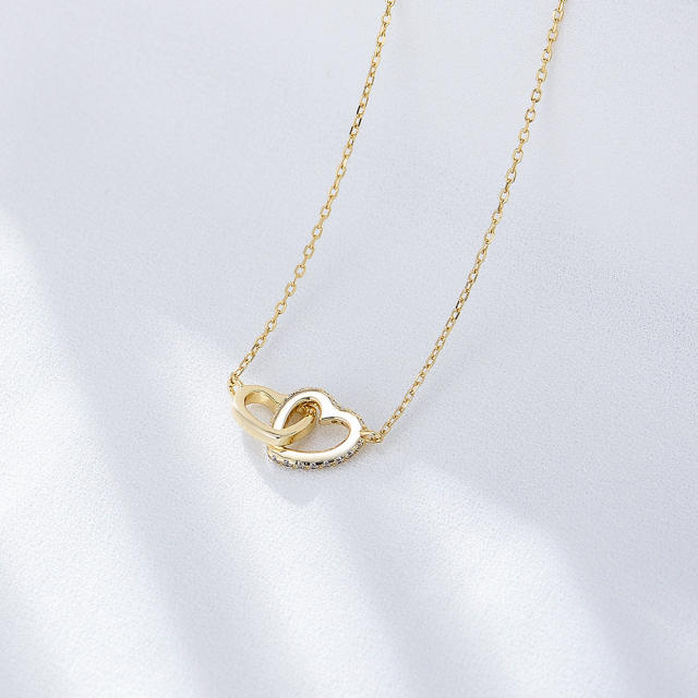 Korean fashion ins heart design sterling silver necklace dainty necklace