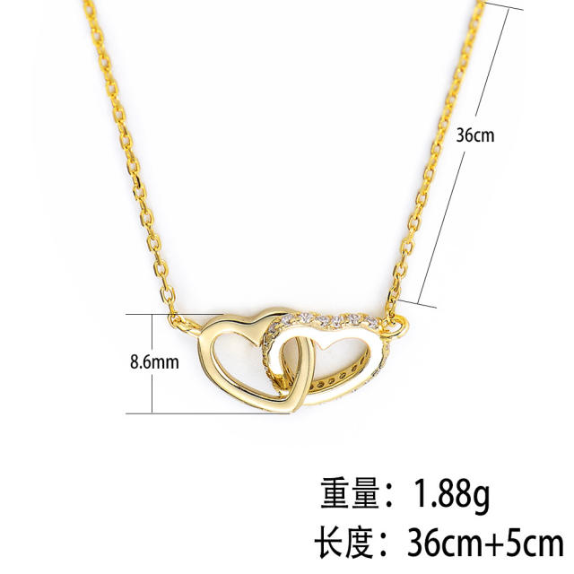 Korean fashion ins heart design sterling silver necklace dainty necklace