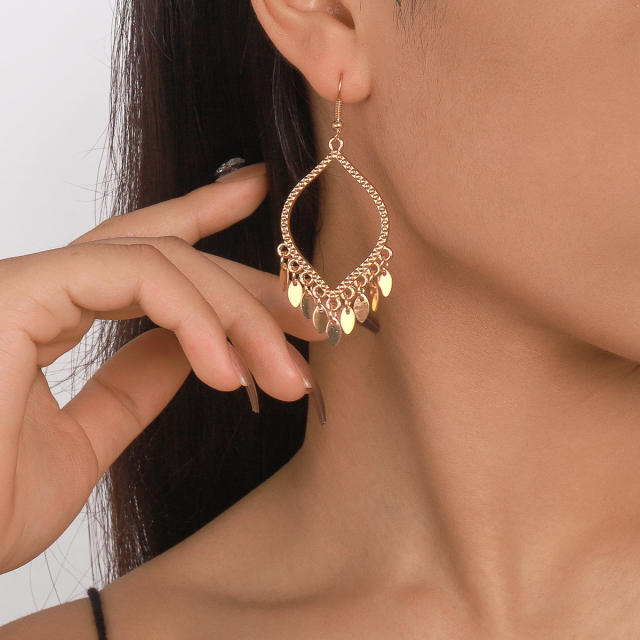 Concise tassel hollow drop earrings