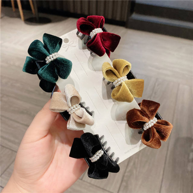 Elegant velvet bow small size hair clamp