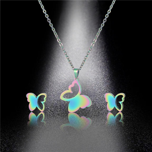 Occident fashion hollow butterfly stainless steel necklace set