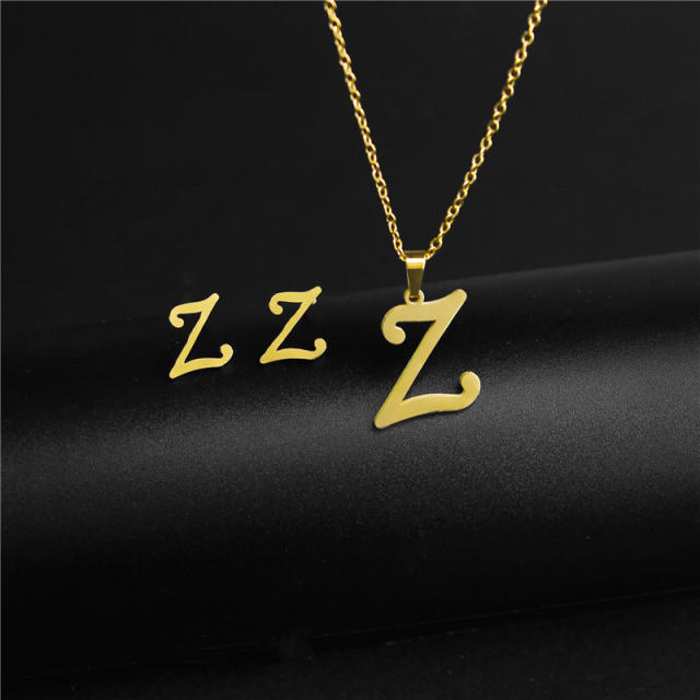 Simple design initial necklace stainless steel necklace set