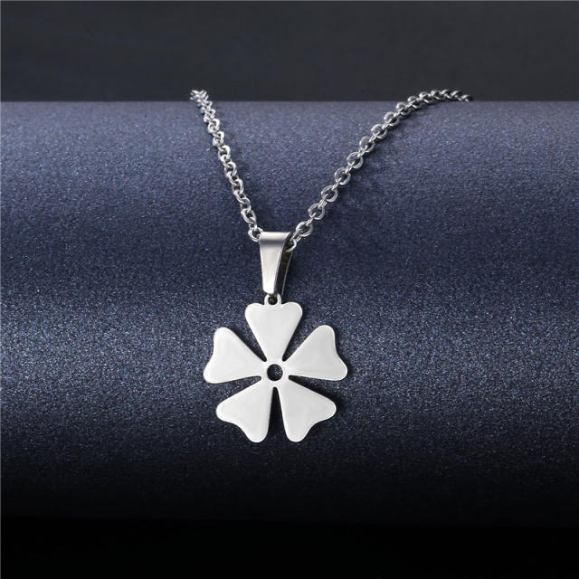 Silver color simple pendant stainless steel necklace