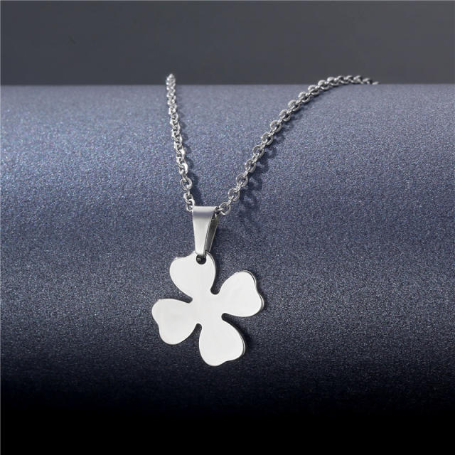 Silver color simple pendant stainless steel necklace