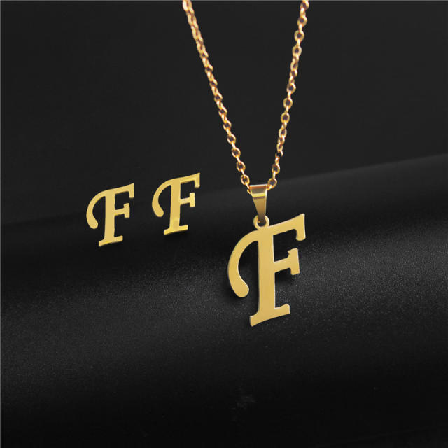 Simple design initial necklace stainless steel necklace set