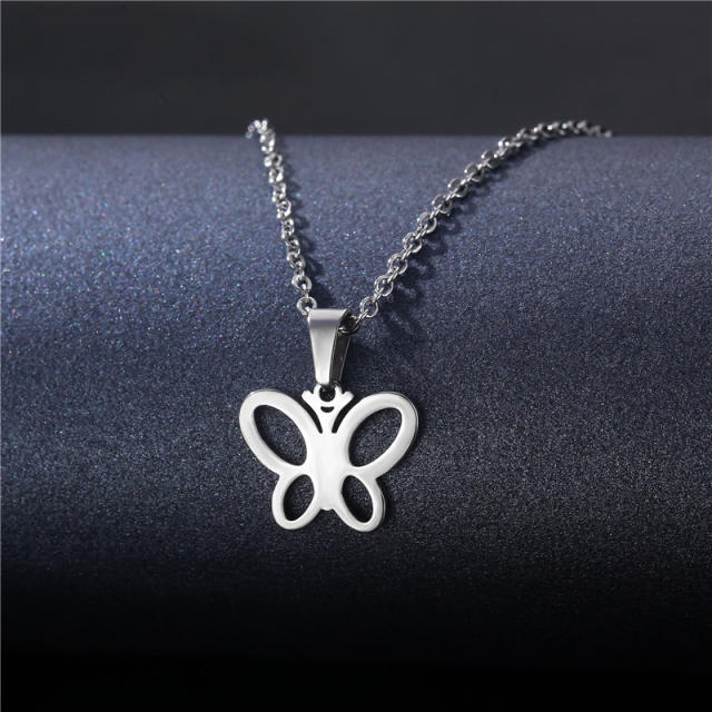 Silver color simple pendant stainless steel necklace