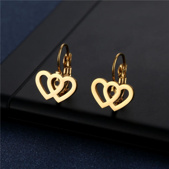 Cute  heart snowflower stainless steel earrings