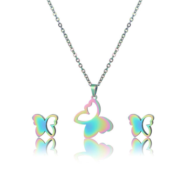 Occident fashion hollow butterfly stainless steel necklace set