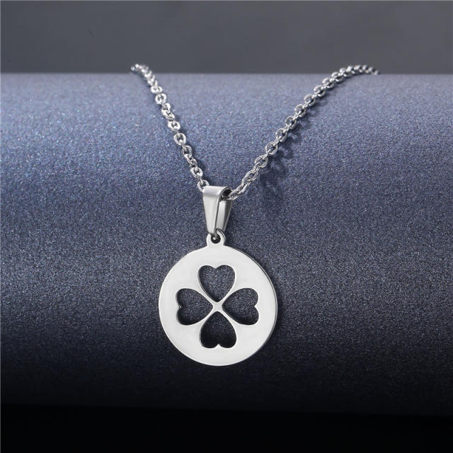 Silver color simple pendant stainless steel necklace