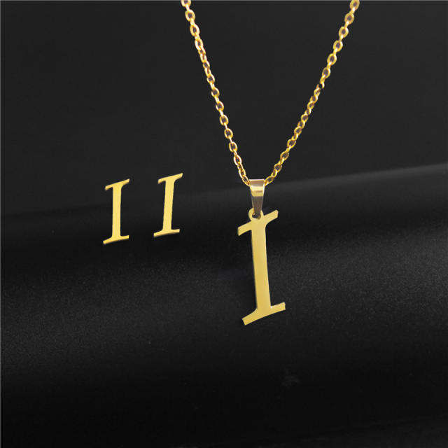 Simple design initial necklace stainless steel necklace set