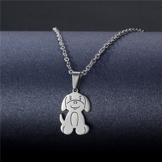 Silver color simple pendant stainless steel necklace