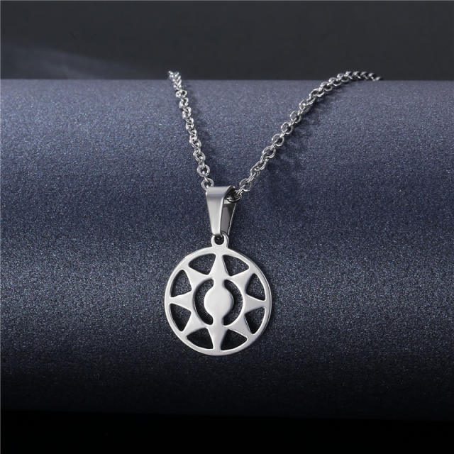 Silver color simple pendant stainless steel necklace