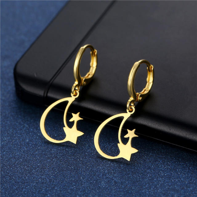 Concise easy match heart series stainless steel earrings