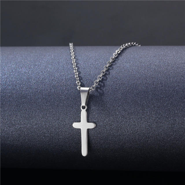 Silver color simple pendant stainless steel necklace