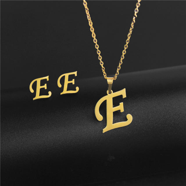 Simple design initial necklace stainless steel necklace set