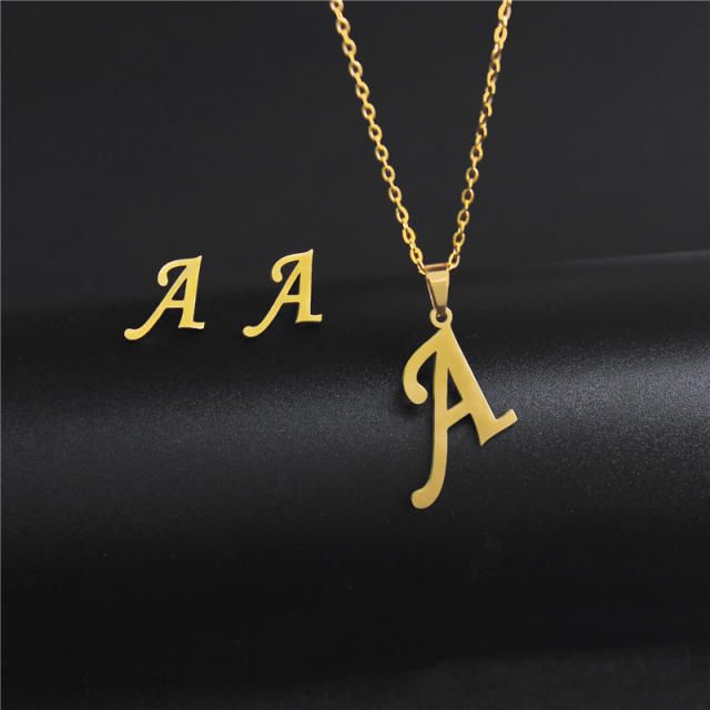 Simple design initial necklace stainless steel necklace set