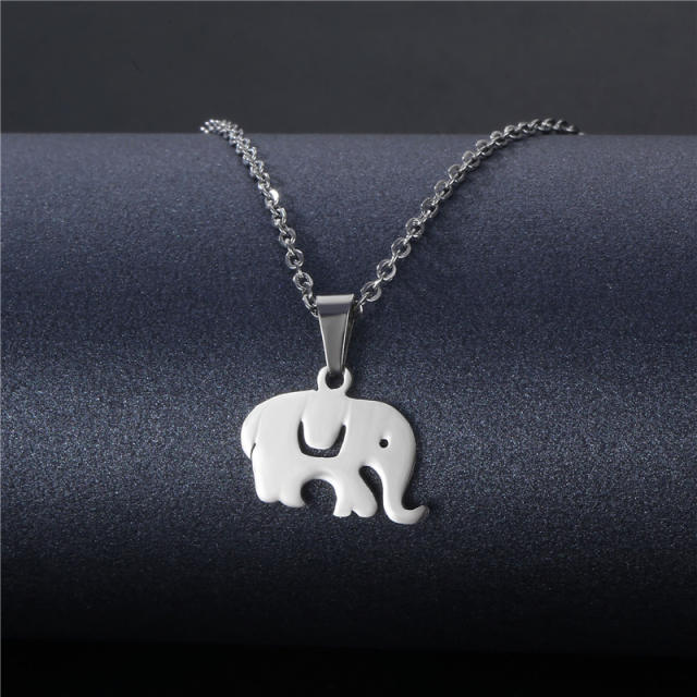 Silver color simple pendant stainless steel necklace