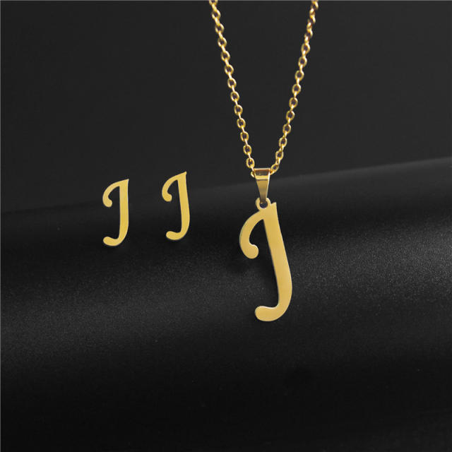 Simple design initial necklace stainless steel necklace set