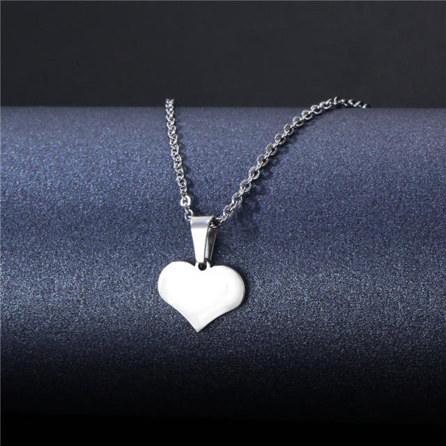 Silver color simple pendant stainless steel necklace