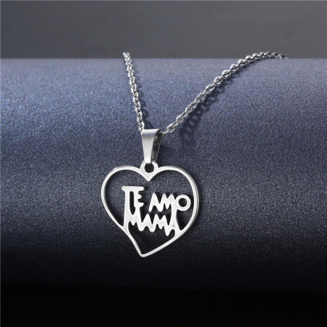 Silver color simple pendant stainless steel necklace