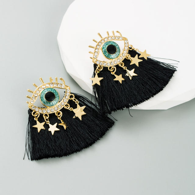 Creative evil eye rope tassel earrings for women