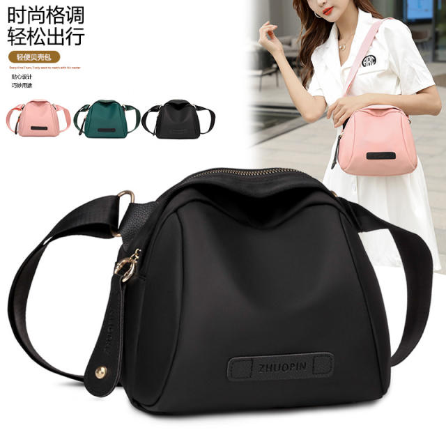 Easy match plain color nylon crossbody bag