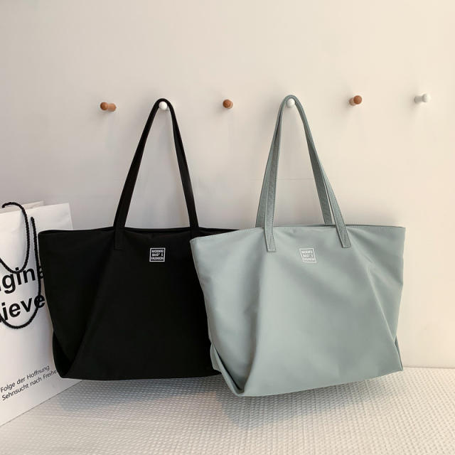 Waterproof nylon plain color tote bag