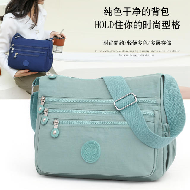 2022 plain color Oxford zipper crossbody bag