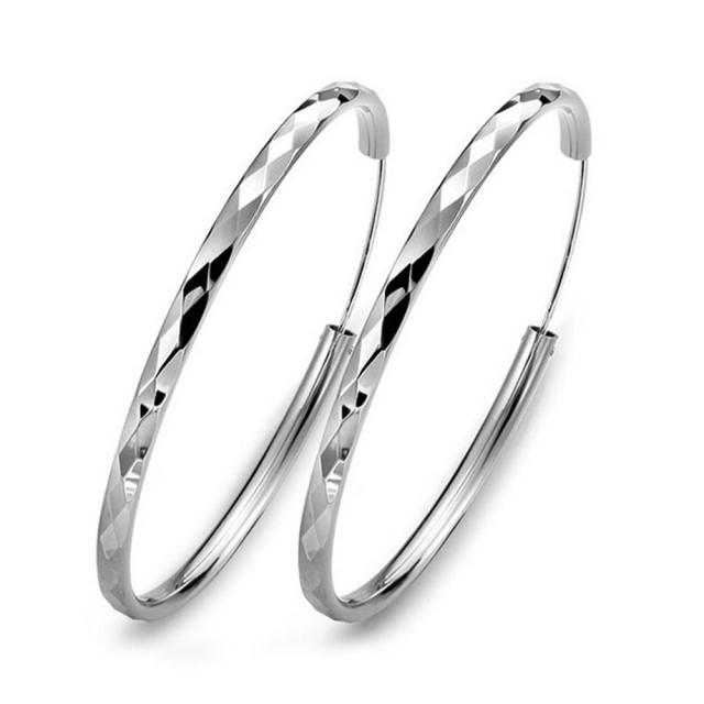 Silver color classic hoop earrings