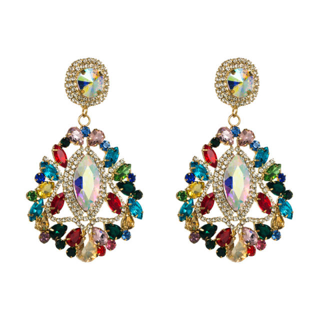 Luxury color glass crystal statement earrings