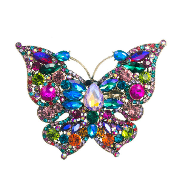 Pave setting glass crystal colorful butterfly brooch