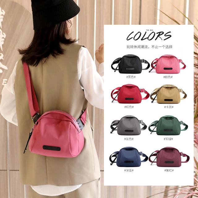 Popular easy match nylon plain color crossbody bag