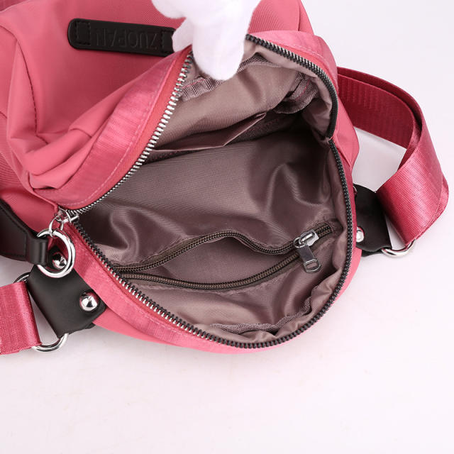 Popular easy match nylon plain color crossbody bag