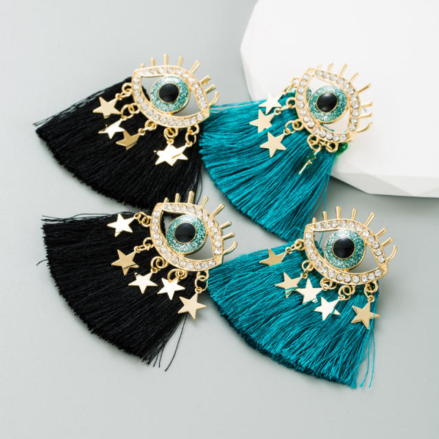 Creative evil eye rope tassel earrings for women