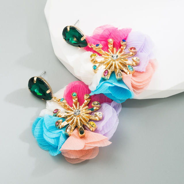 INS fabric flower boho earrings