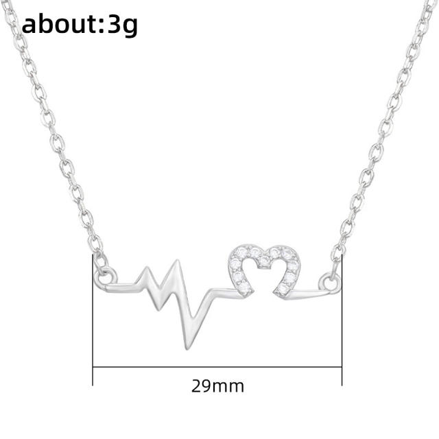 Creative silver color heartbeat necklace