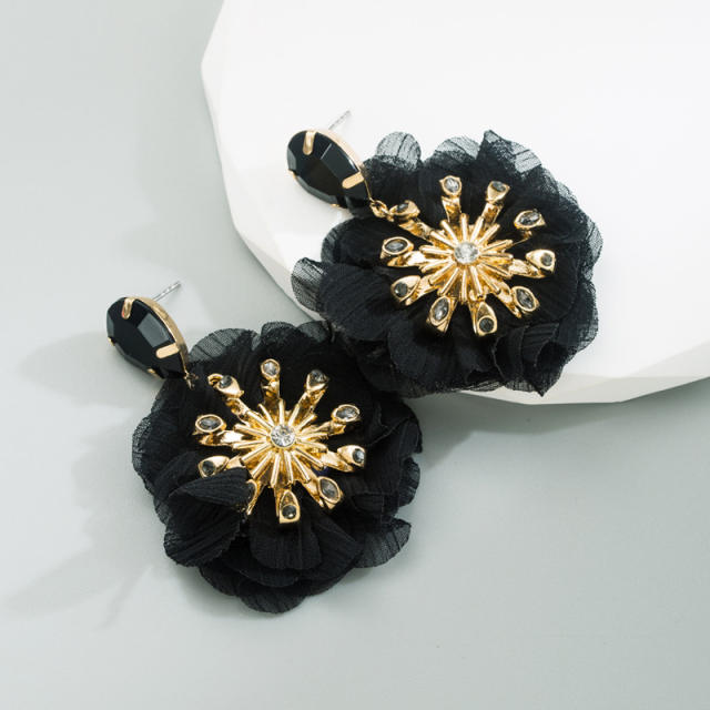 INS fabric flower boho earrings