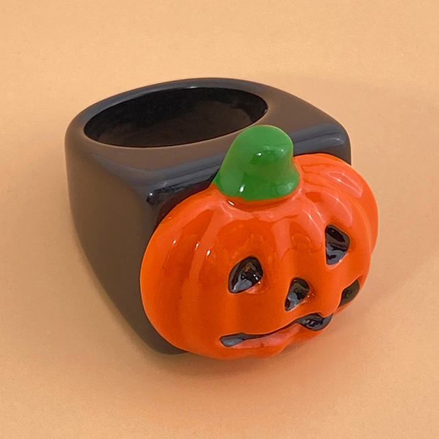 Halloween resin pumkin rings humor rings