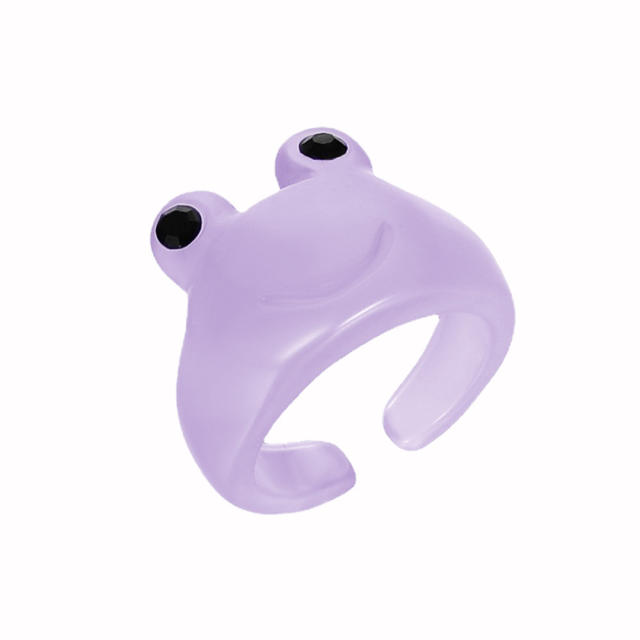 Cartoon resin frog rings humor rings