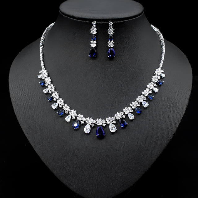 Elegant colorful cubic zircon diamond necklace set