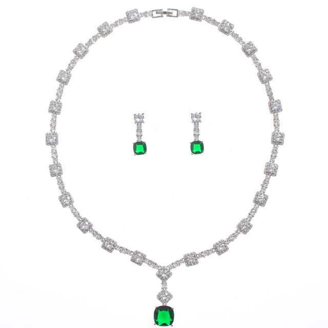 Vintage colorful cubic zircon diamond necklace set